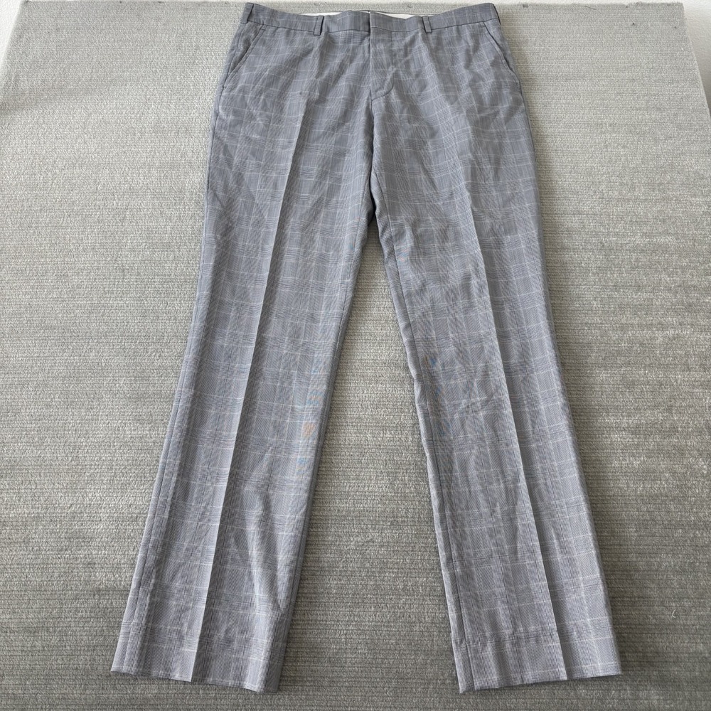 Bonobos Primatist Marlane‎ Pants Mens 35x33 Gray Check Wool Straight Leg Casual
